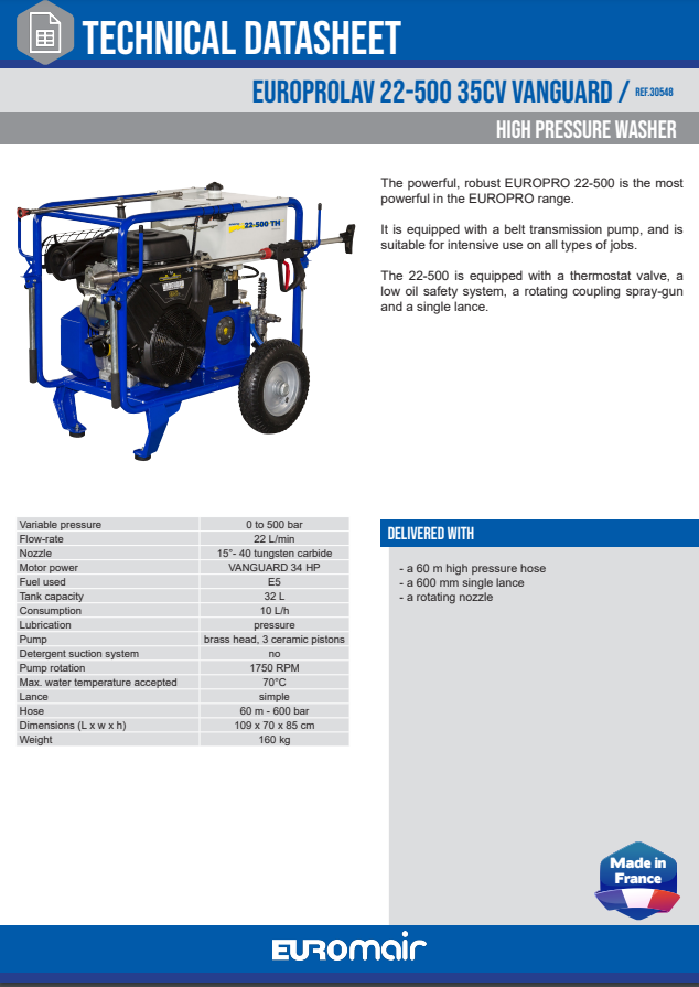 EUROPROLAV 22-500 TH Højtryksrenser